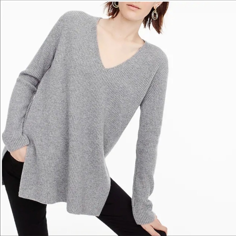 J.Crew Ribbed V-neck cashmere sweater